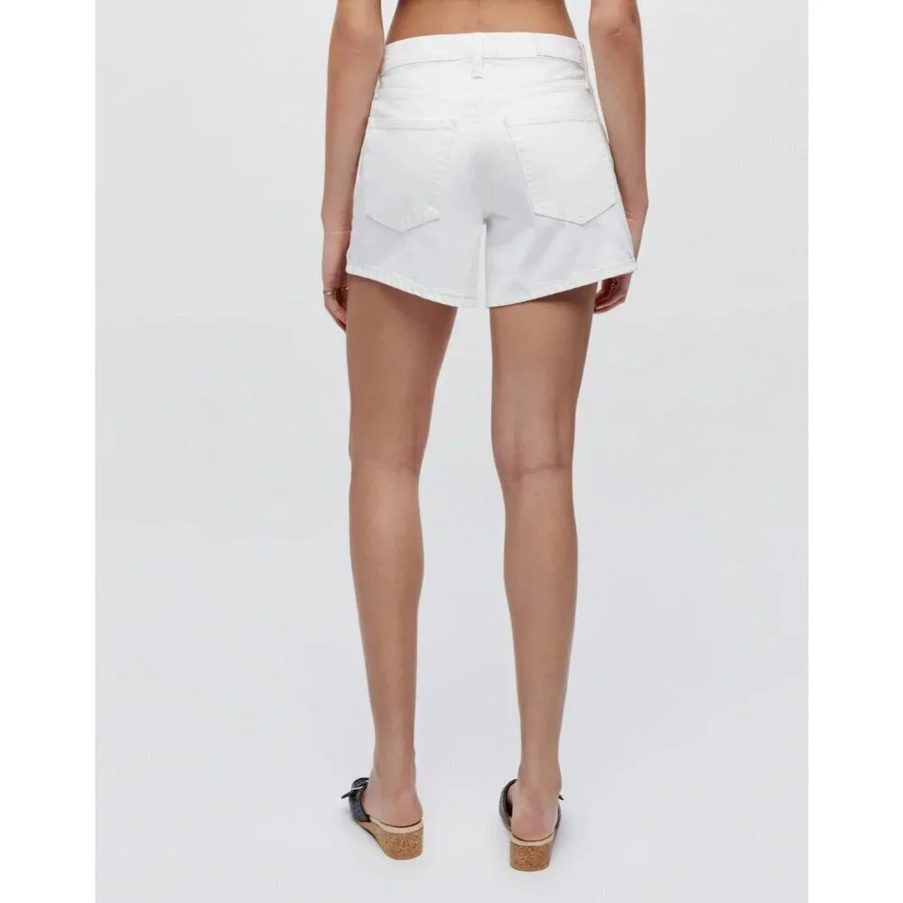 Re/Done Button Fly Mid-Rise Boy Shorts White Rigid Denim Womens 32‎ NWT - Picture 3 of 16